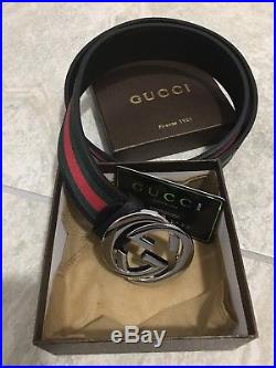 Men Gucci Black Leather Belt Fits 34-38 Waists