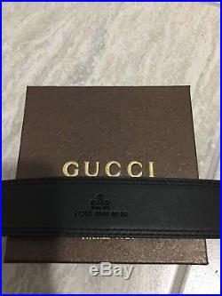Men Gucci Black Leather Belt Fits 34-38 Waists