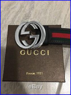 Men Gucci Black Leather Belt Fits 36-40 Waists