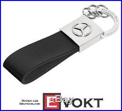 Mercedes-Benz Keyring Key Rings Black Leather Seattle B66952636 Genuine New