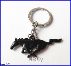 Metal Black Running Horse Emblem Keychain Keyless Key KeyChain Ford Mustang