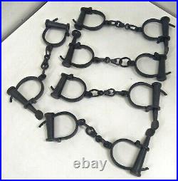 Metal Hand cuffs 5 Iron shackles Hand cuff with chain 12L Old world Antique