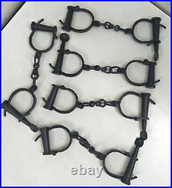 Metal Hand cuffs 5 Iron shackles Hand cuff with chain 12L Old world Antique