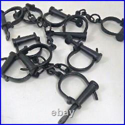 Metal Hand cuffs 5 Iron shackles Hand cuff with chain 12L Old world Antique