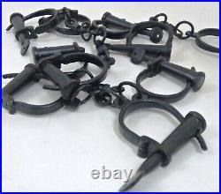 Metal Hand cuffs 5 Iron shackles Hand cuff with chain 12L Old world Antique