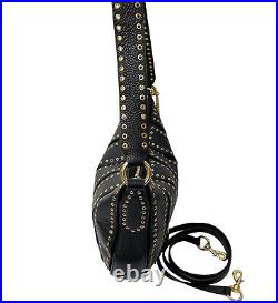 Michael Kors Brooklyn Grommet Appliqué Medium Convertible Hobo black bag