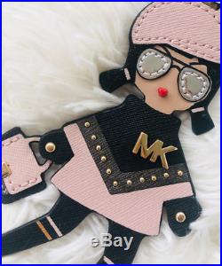 Michael Kors Girl Keychain Key Fob Bag Charm Pink Black Valentines gift