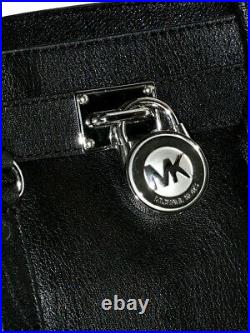 Michael Kors Hamilton Large Black Leather Silver Lock Key Ns Tote Bag? Nwt