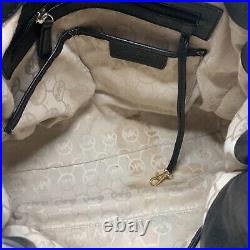 Michael Kors Hamilton Large North South Tote Bag Purse Black Leather Chain Strap