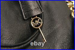 Michael Kors Hamilton Womens Large Tote Black Leather Gold Chain Lock Key Purse
