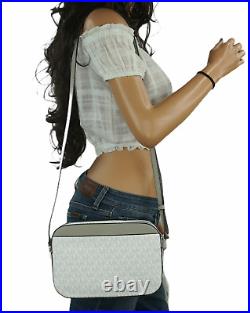 Michael Kors Jsi Ew Chain Crossbody Bag + Coin Wallet Set Mk White/grey
