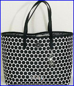 Michael Kors Kiki Black White Dots Large Tote+bonus Logo Cosmetic Bag? Nwt