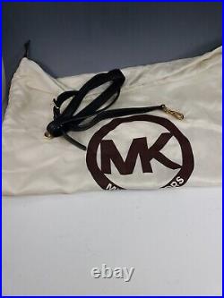 Michael Kors Large Black Leather Shoulder Tote Bag Heavy Gold Chain w Dust Cover