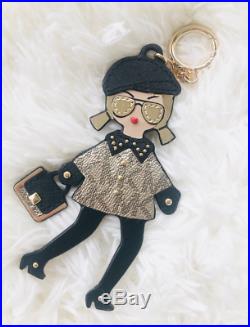 Michael Kors MK Girl Keychain Key Fob Bag Charm Gold Black Valentines Gift