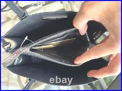 Michael Kors PVC Leather Crossbody Satchel Bag Handbag Black+ Key Chain Wallet