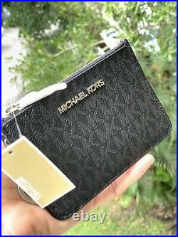 Michael Kors PVC Leather Crossbody Satchel Bag Handbag Black+ Key Chain Wallet