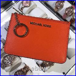 Michael Kors Women Lady Key Ring Chain Top Zip Coin Pouch ID Card Holder Wallet