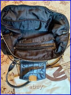 Michael Kors XL Large Weekender Bag Black Leather Chain Strap Nylon Gym Travel