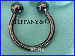 Mint Tiffany & Co Titanium Black Key Chain Key Ring withOriginal Box & Pouch
