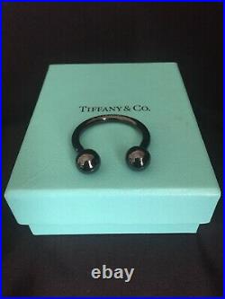 Mint Tiffany & Co Titanium Black Key Chain Key Ring withOriginal Box & Pouch