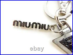 Miumiu key ring Key holder Silver Black Woman Authentic Used L1473