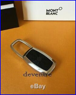 Montblanc Mens Black Stainless Steel Rubber Key Ring Key Chain 102994 NEW