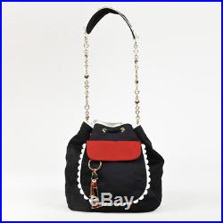 Moschino Cheap and Chic Black Grosgrain Olive Oyl Keychain Bucket Bag