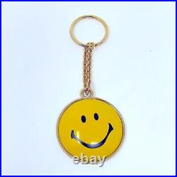 Moschino Smiley Face Yellow Black Key Chain Vintage
