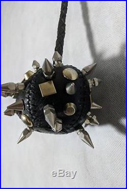 Mulberry For Giles 2007 Mace Studded Black Leather Keyring Rare
