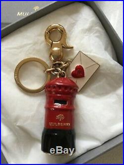 Mulberry keyring or bag charm red black pillar post box with letter, v. Rare