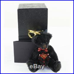 NEW $390 PRADA Black Red SWAROVSKI CRYSTAL LOGO Bag Keyring Trick BEAR CHARM NIB