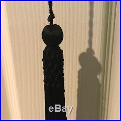 NEW Ann Demeulemeester huge long black tassel key ring key chain silk woven punk