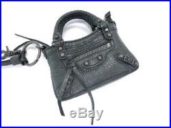 NEW Auth BALENCIAGA Key Chain Holder Charm Bag Motif Black Italy 38150679500 P