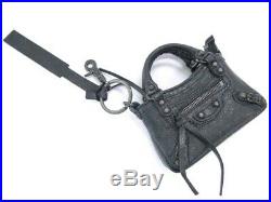NEW Auth BALENCIAGA Key Chain Holder Charm Bag Motif Black Italy 38150679500 P