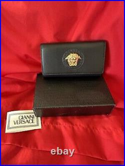 NEW & BOXED! Gianni Versace BLACK Leather MEDUSA 6 Ring Keyholder FOB Wallet