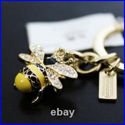 NEW COACH 3D Pave Crystal Queen Bubble Bee Crown Keychain Key ring FOB NWT