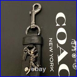 NEW Coach REXY Dino BLACK Bag Charm Keychain Purse Fob LOOP Studded Swarovski
