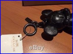 NEW Disney x Coach LE Mickey Mouse Black Plush Leather Tag Hangtag Keychain