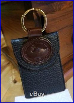 NEW Dooney & Bourke AWL Black and Burnt Cedar Trim Card Case Pouch Key Ring