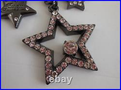 NEW Juicy Couture Black Keychain Key Fob Multi Stars Pave Open Star New