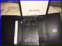 NEW! NIB GUCCI Leather Folding GG Key Case in Black #256433
