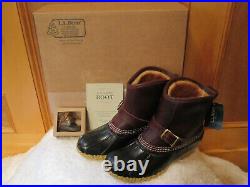 NEW Womens LL BEAN Lounger Boots Shearling Lined Duck Buckle FREE KEY CHAIN 7M