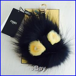 NIB Fendi Black/Yellow Grimmy and Fur Bag Bug Monster Key Chain Bag Charm