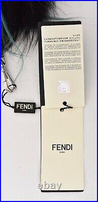NIB New FENDI Roma Italy Black Charm Pom Pom Spike Key Fob Holder Key Chain