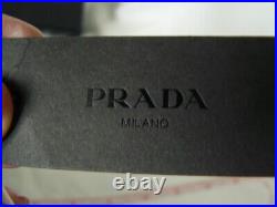 NIB PRADA Logo Black Fox Fur Tail Chain Bag Key Charm Black Silver Tone