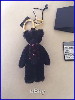 NIB, Prada Black 100% Mohair Teddy Bear Key Chain Purse Charm, $325++