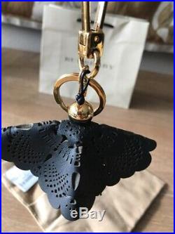 NWOT $250 BURBERRY Black Lace Leather KEY CHAIN Bag Charm