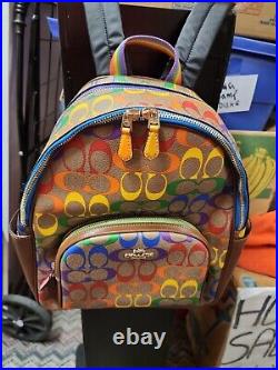 NWOT COACH Court Backpack In Rainbow Signature Canvas CA140 New