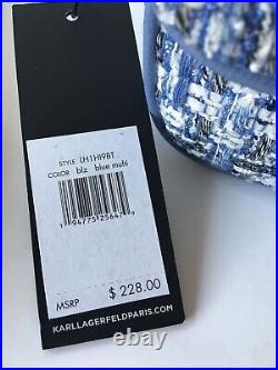 NWT $228 Karl Lagerfeld Paris Tweed Shoulder Bag Chain Blue