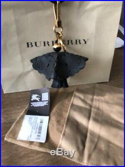NWT $250 BURBERRY Black Lace Leather KEY CHAIN Bag Charm